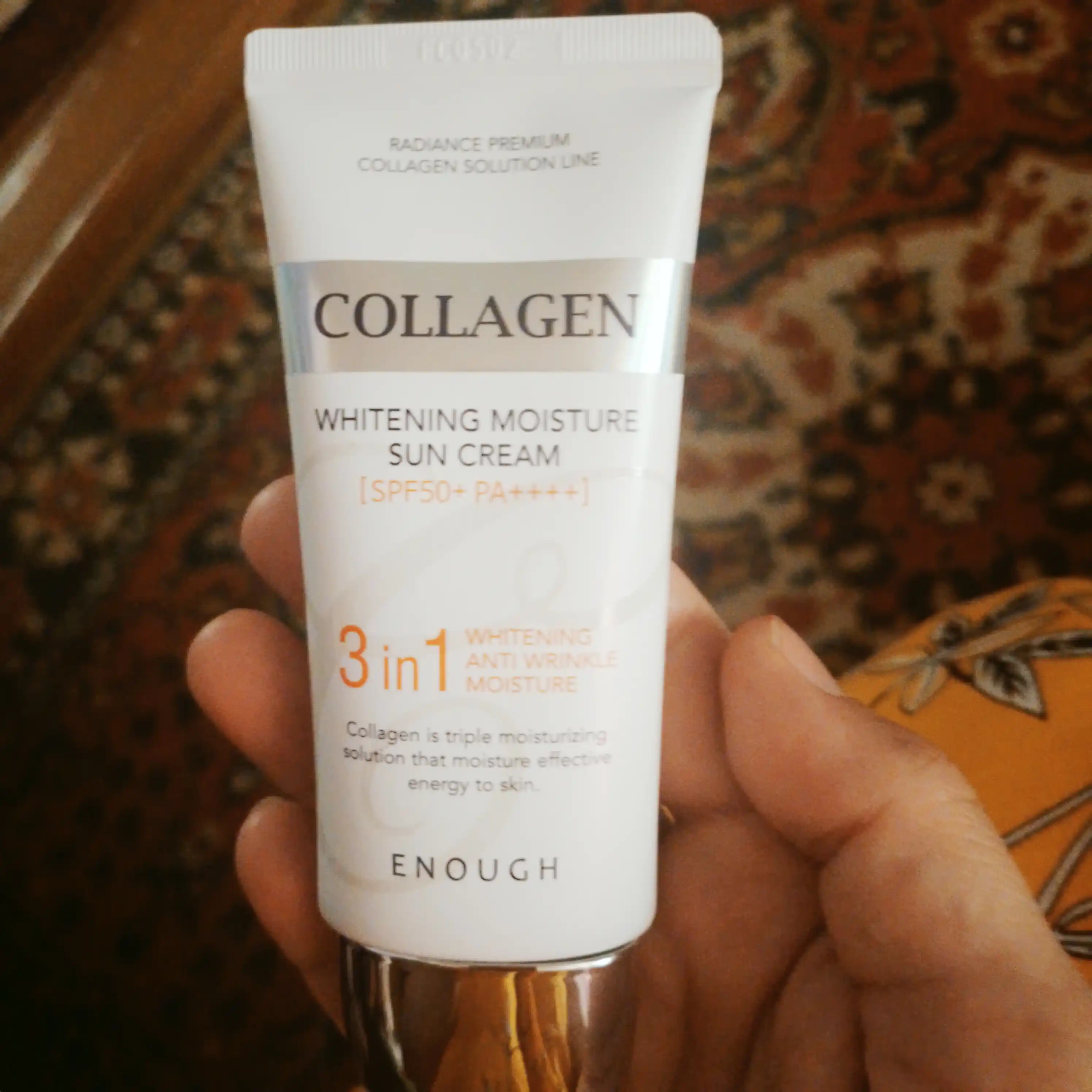 Quyoshdan himoya kremi Enough 3 in 1 Whitening Sun Cream SPF50/PA+ kollagen bilan, 50 ml