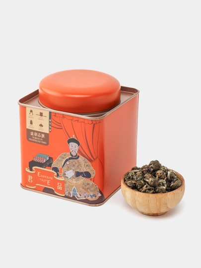 Jasminli ko`k qumoloq shakildagi choy, 100 gr -  yashil choyi, yangi yasemin aromati bilan - 