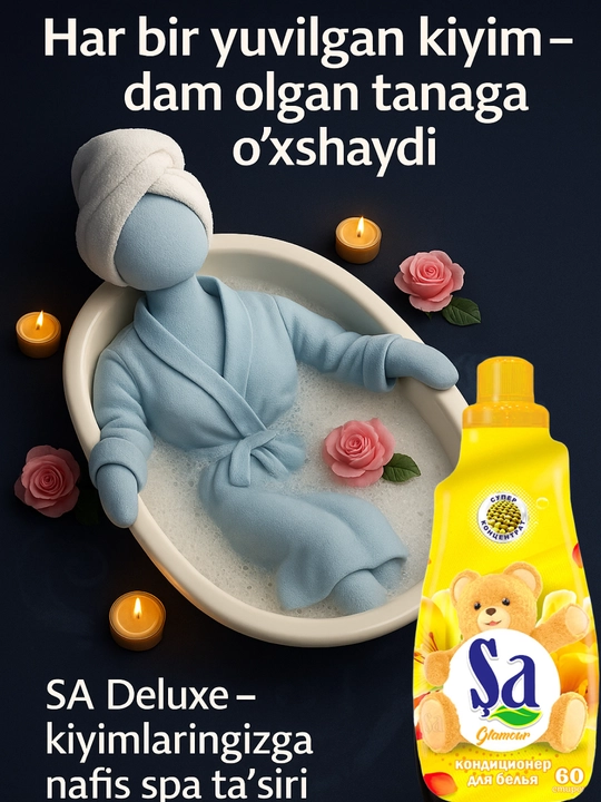 Kir uchun SA konditsioner 60 ta uvish, yoqimli hid, gigiyenik, koncentrat, 1.5 litr