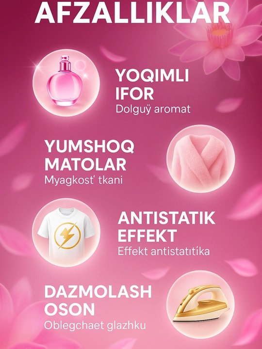 Kir uchun SA konditsioner 60 ta uvish, yoqimli hid, gigiyenik, koncentrat, 1.5 litr
