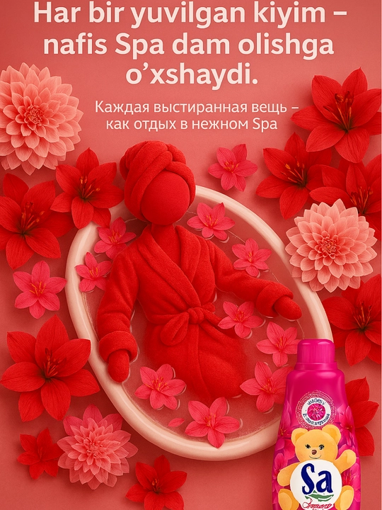 Kir uchun SA konditsioner 60 ta uvish, yoqimli hid, gigiyenik, koncentrat, 1.5 litr