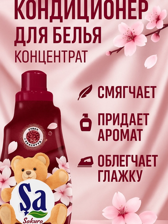 Kir uchun SA konditsioner 60 ta uvish, yoqimli hid, gigiyenik, koncentrat, 1.5 litr
