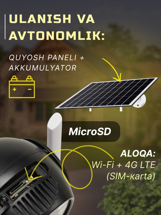 Hikvision V380  ko‘cha 4G kameralari burilish imkoniyati, quyosh paneli va tungi ko‘rish