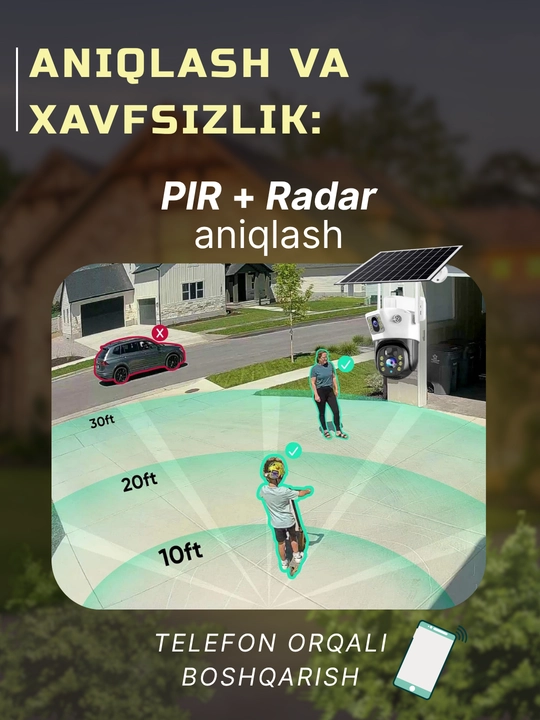 Hikvision V380  ko‘cha 4G kameralari burilish imkoniyati, quyosh paneli va tungi ko‘rish