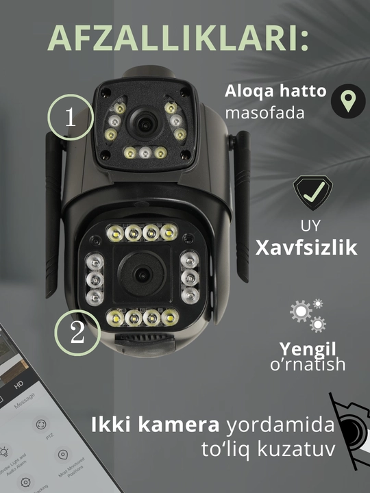Hikvision V380  ko‘cha 4G kameralari burilish imkoniyati, quyosh paneli va tungi ko‘rish