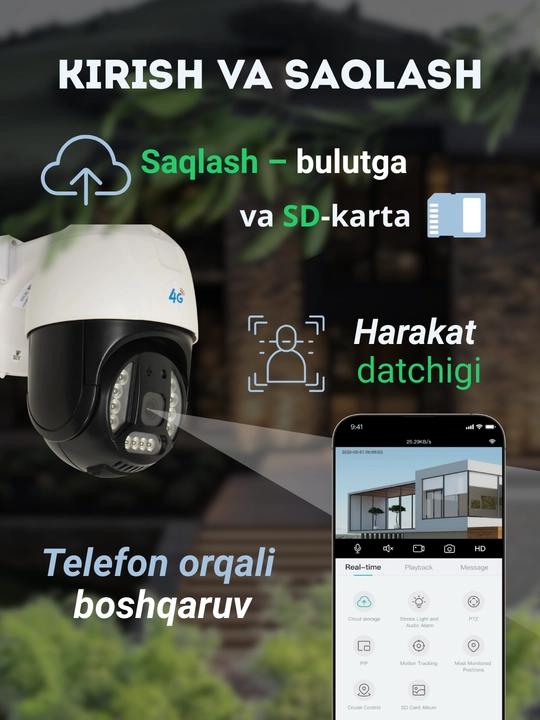 Hikvision V380  ko‘cha 4G kameralari burilish imkoniyati, quyosh paneli va tungi ko‘rish