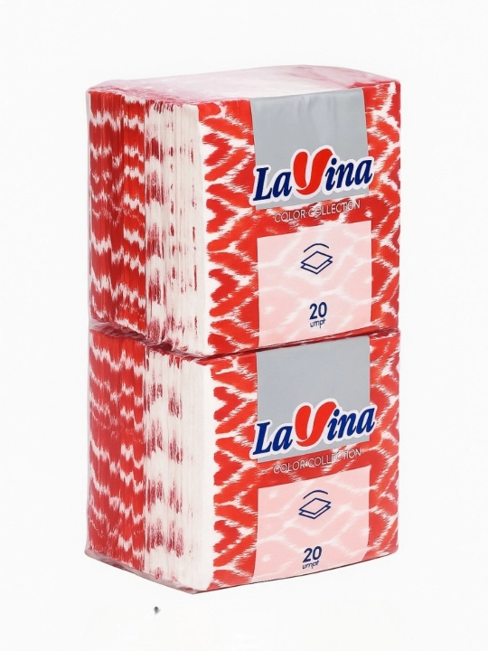 LAVINA Atlas adras naqshli quruq salfetkalar, 1 blok 10ta qadoq, 1 qadoqda 20 dona