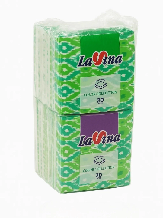 LAVINA Atlas adras naqshli quruq salfetkalar, 1 blok 10ta qadoq, 1 qadoqda 20 dona