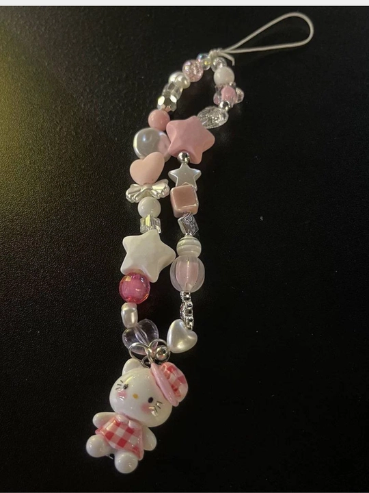 Telefon uchun Hello Kitty brelok-braslet, osma bezak va bilaguzuk (pushti)