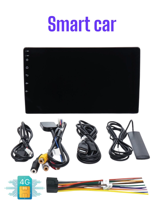 Авто монитор Smart car, SIM CARD  4 / 32 ГБ, c рамкой, голосовое управление