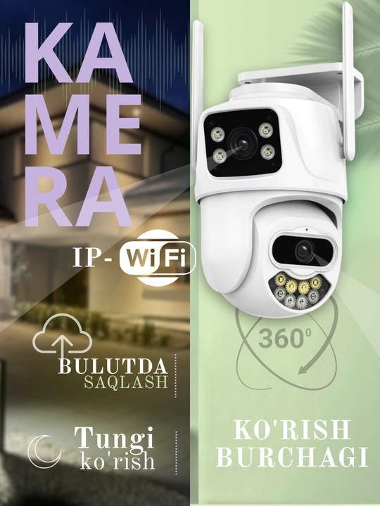 Hikvision, V380, Icsee Wi-Fi 360° kuzatuv kamerasi, video kuzatuv kamerasi, kamera