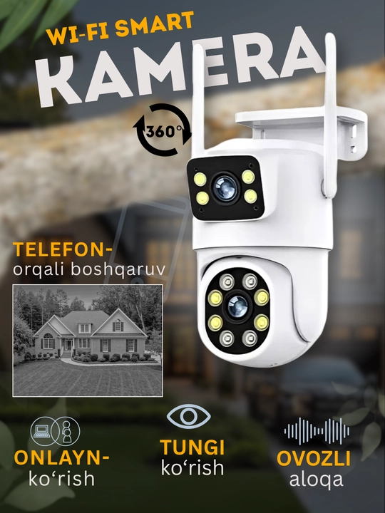Hikvision, V380, Icsee Wi-Fi 360° kuzatuv kamerasi, video kuzatuv kamerasi, kamera