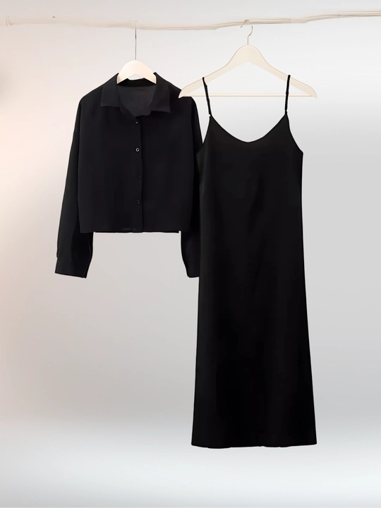 Платье-комбинация женское с рубашкой, комплект двойка Elly Fashion