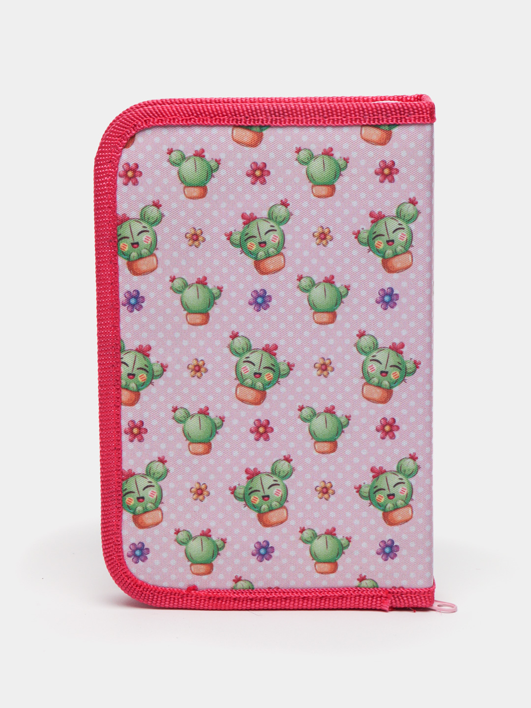 Katta bir qismli qalam qutisi, yig'iladigan novda, mato bosma PO-41, Happy Cactus