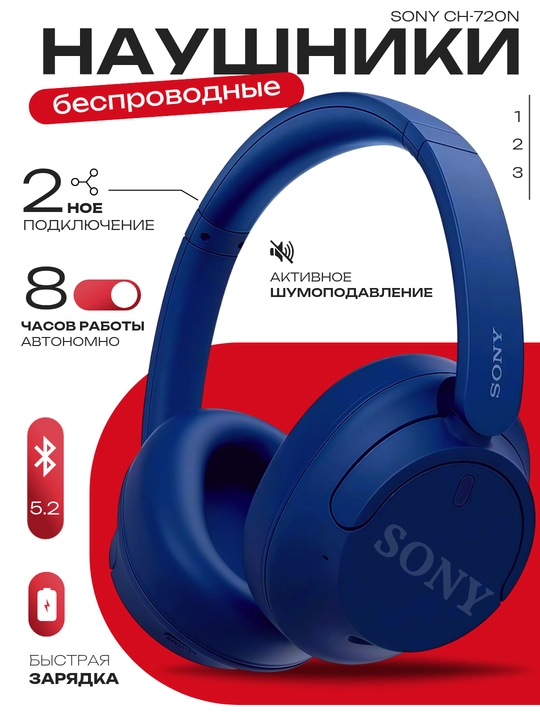 Sony CH-720N Bluetooth наушники с шумоподавлением гарнитура с микрофоном для звонков и игр - 