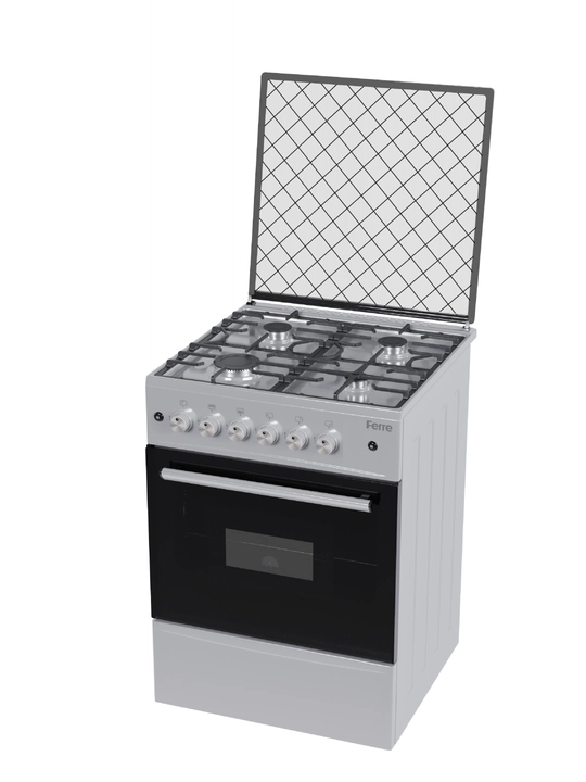 FERRE BT60G plitasi, 4 konforka, gaz/kombinatsiyalangan, elektr yoqish, 60 sm