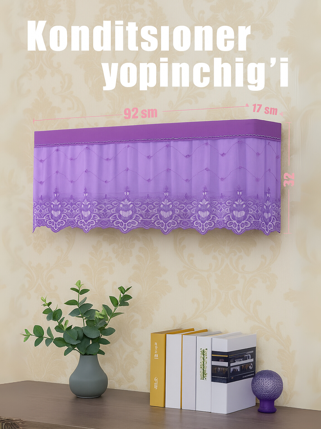 Yumshoq va havo o‘tkazuvchan materialdan tayyorlangan konditsioner uchun dekorativ g‘ilof - 