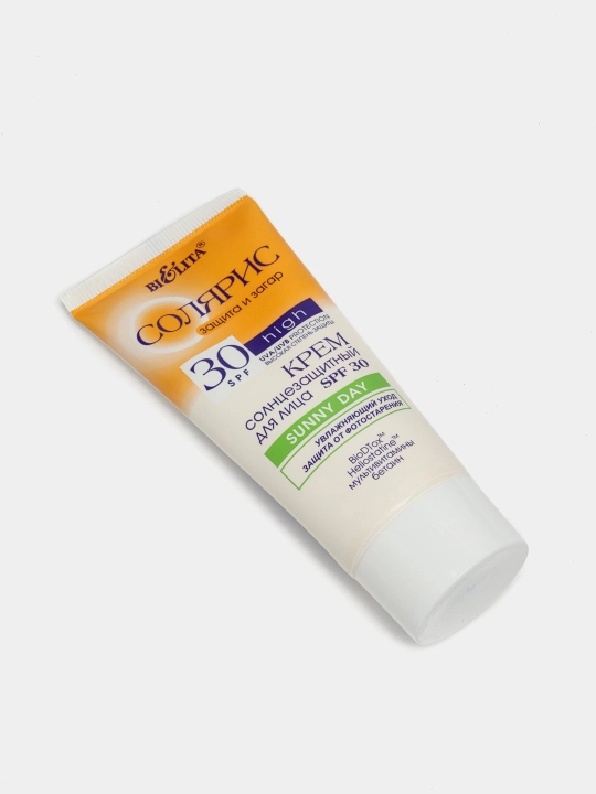 Yuz uchun Solyaris kremi, SPF 30, SUNNY DAY, quyoshdan himoyalovchi, 50 ml, Bielita