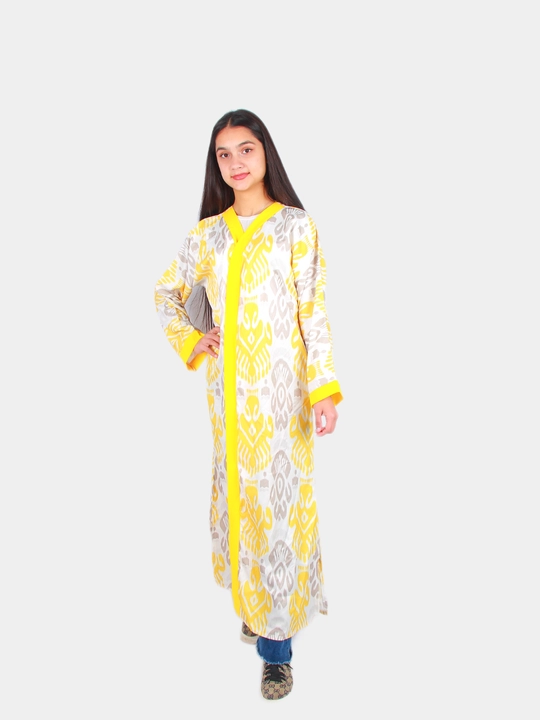 Milliy xalat, ayollar abayasi, oversize, to'n, zig'ir, nakidka