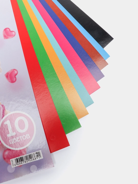 Rangli karton bilan qoplangan, 10 varaqli, 10 rangli, A4f, perchin seriyali "Sehrli fan"