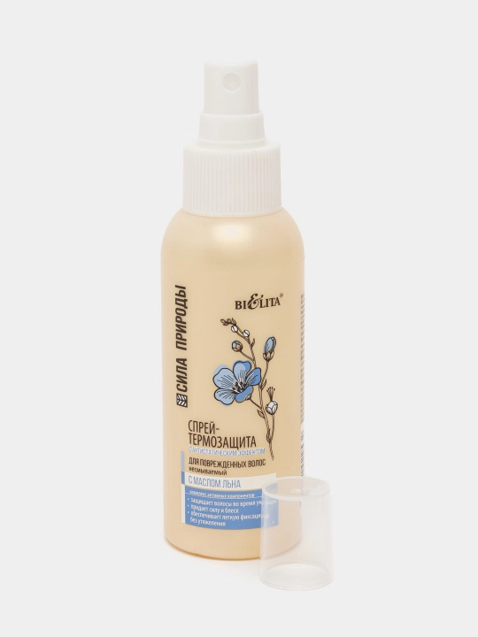 Shikastlangan sochlar uchun Bielita "Tabiat kuchi" issiqlik spreyi, 100 ml