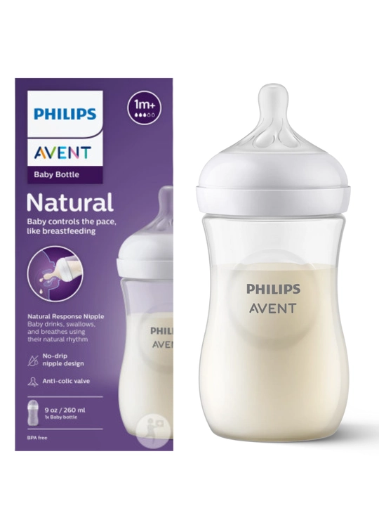 Avent Natural Response butilkasi, 260 ml, BPA-free, 5 xil dizayn, 1 oydan