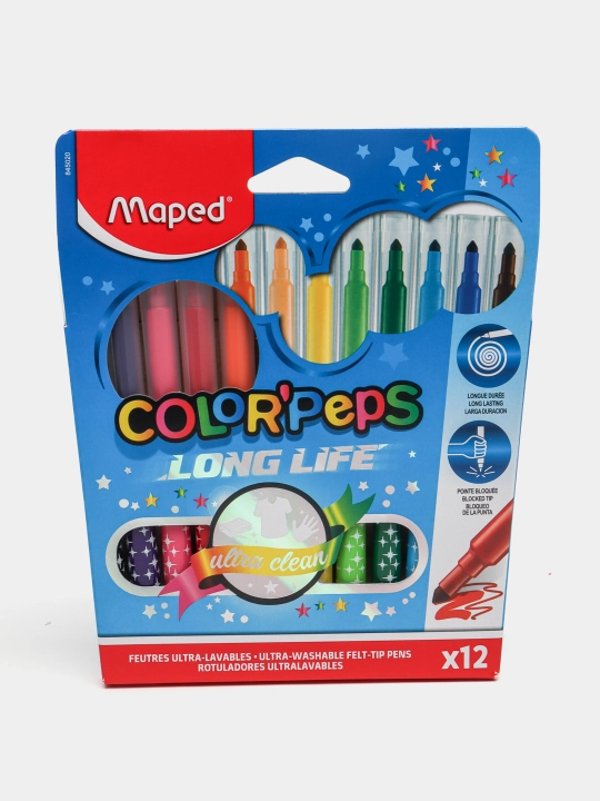 Flomaster Maped (12 rangli Long Life) 845020