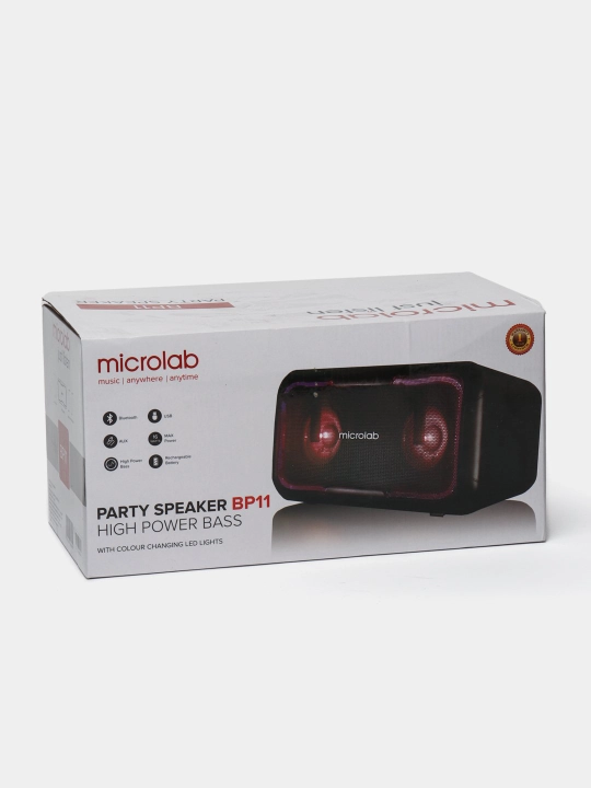 Колонка Microlab BP11 — портативная Bluetooth-колонка с RGB-подсветкой, 10 Вт - 