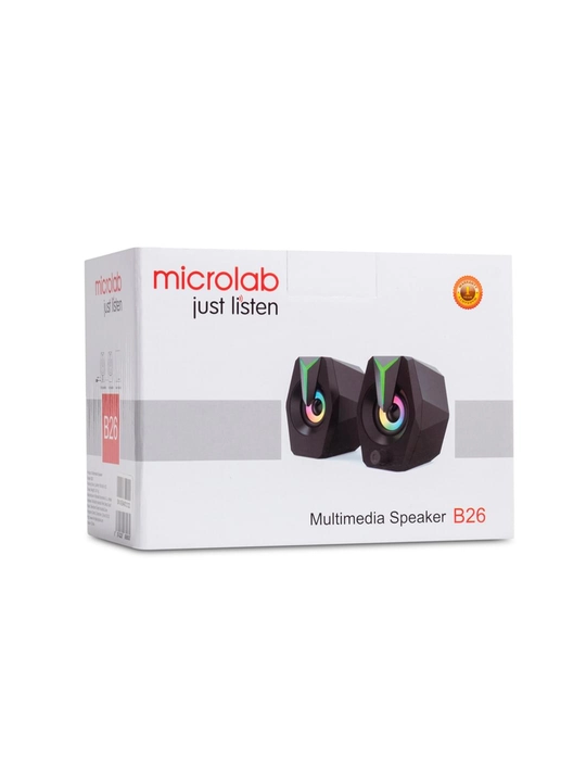 Kolonkalar Microlab B-26, kompyuter akustikasi 2.0, AUX+USB, 6 Vt RMS, RGB