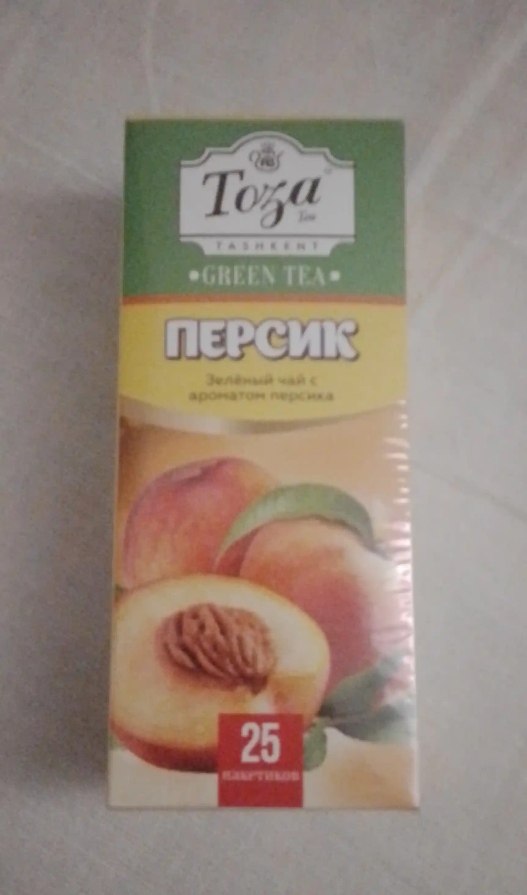 Чай зеленый Тоза tea, с персиком, 25 пакетиков