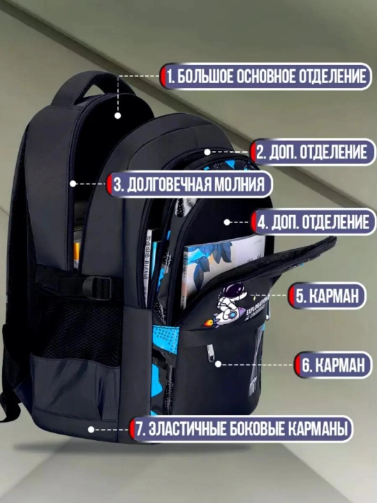 Maktab sumkalari, maktab uchun ryukzak, o'gil bolalar uchun, kosmonavt, brelok bilan
