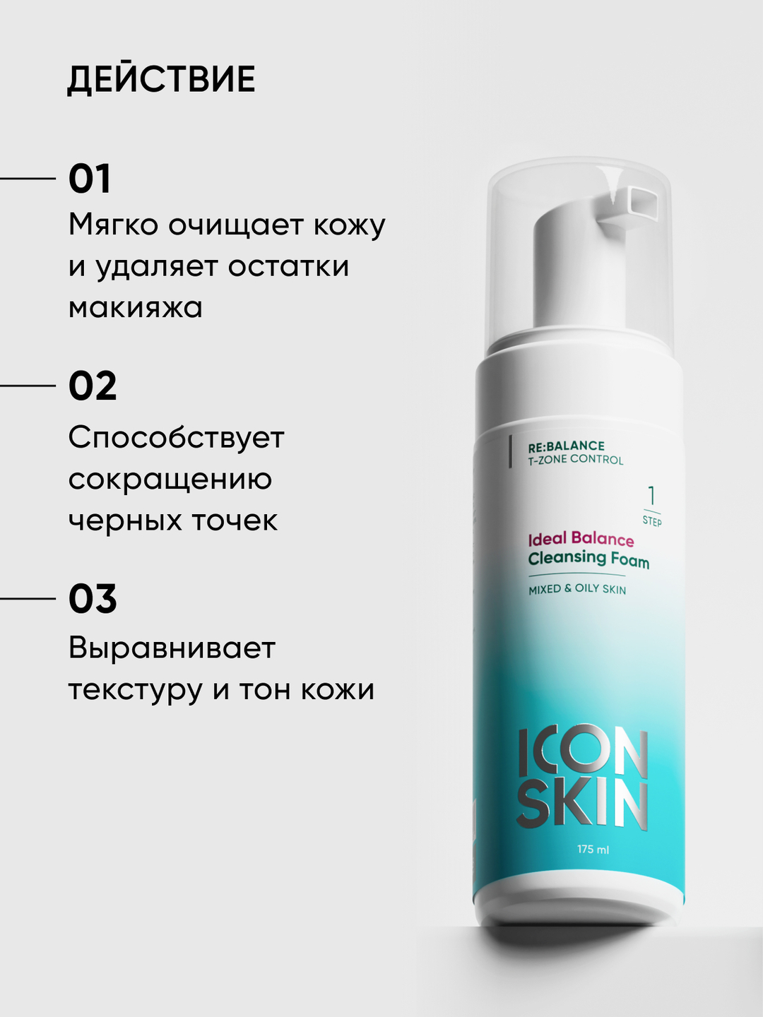 Пенка для умывания очищающая, AHA+BHA кислоты, ICON SKIN, 175 мл