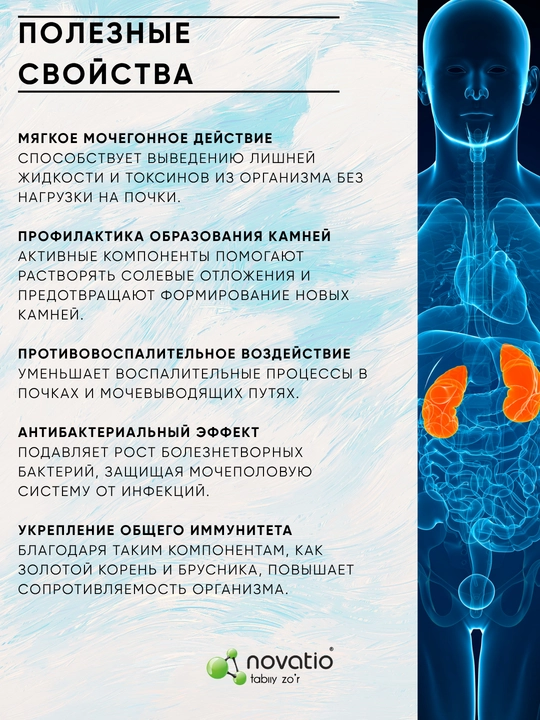 БАД для почек Novatio Солегон, комплекс от камней, 80 таблеток