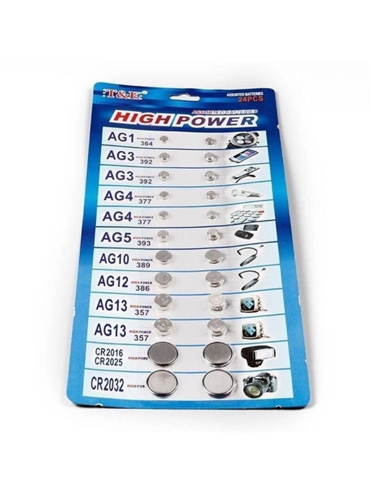 Universal tugmacha batareyalar AG1–AG13 CR2032 10/18/24 dona to‘plamda