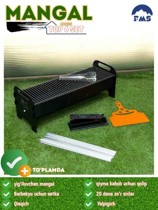 Mangal uchun barcha kerakli aksesuarlari bilan Top 6 - 
