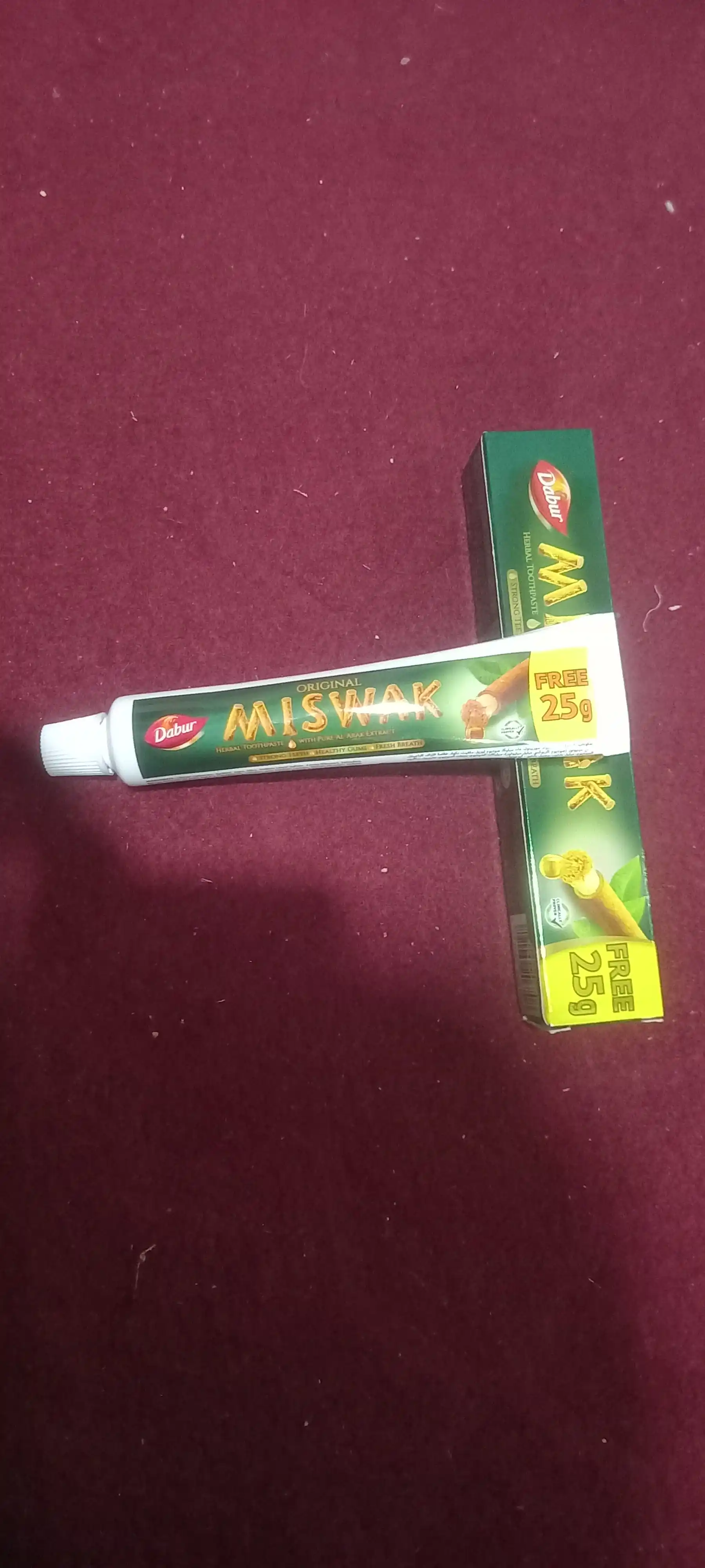 "Dabur Misvak" tish pastasi, misvokli, oqartiruvchi, ftorsiz, halol, 75 - 190 gr