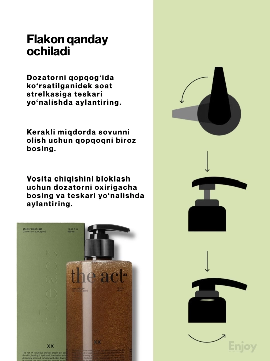 Dush uchun gel yog‘ The Act, namlovchi, skrabiruyushchi, erkaklar uchun, sovg'a to'plami
