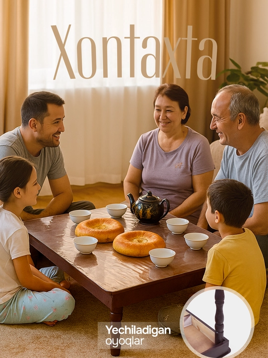 Xontaxta uy, choyxona, xovli uchun, stol, chidamli, oyog'i yechiladigan, ixcham, yengil - 