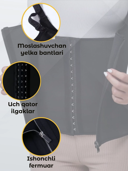 Ayollar korseti, tortuvchi, ozdiruvchi, bel va qorin shaklini tuzatish uchun