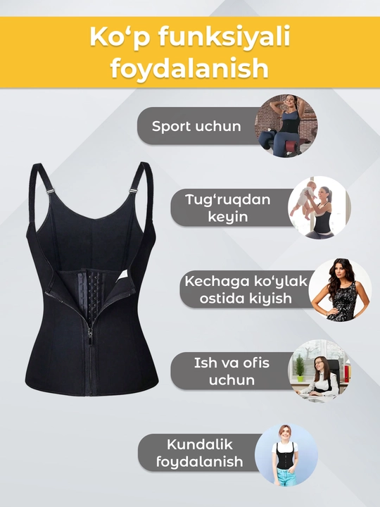 Ayollar korseti, tortuvchi, ozdiruvchi, bel va qorin shaklini tuzatish uchun