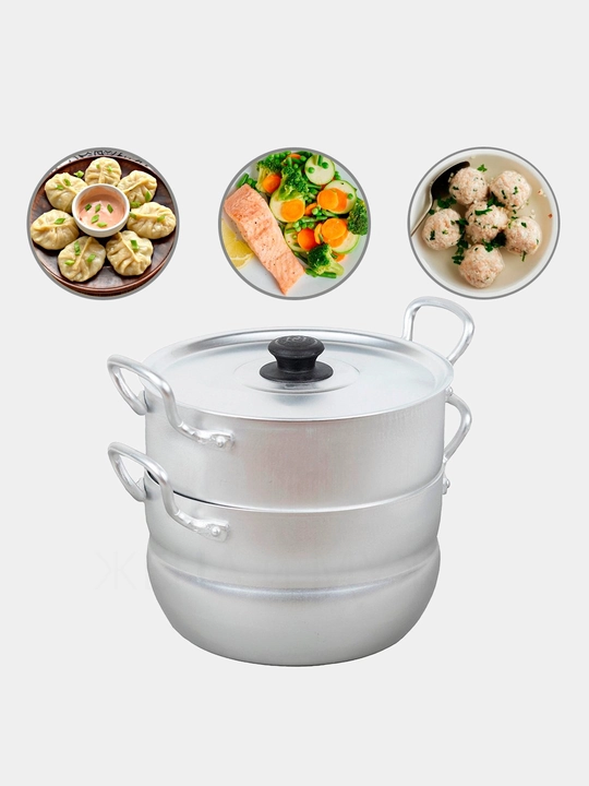 Mini mantiqozon-parovarka, 2.5L, 2 qavatli, alyuminiy