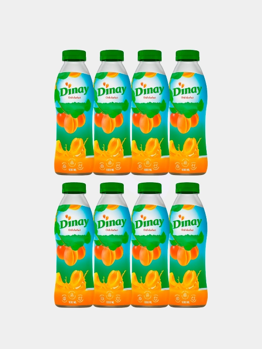 Dinay "O‘rik sharbati" sharbatli ichimligi, 1 l, 8 dona - 
