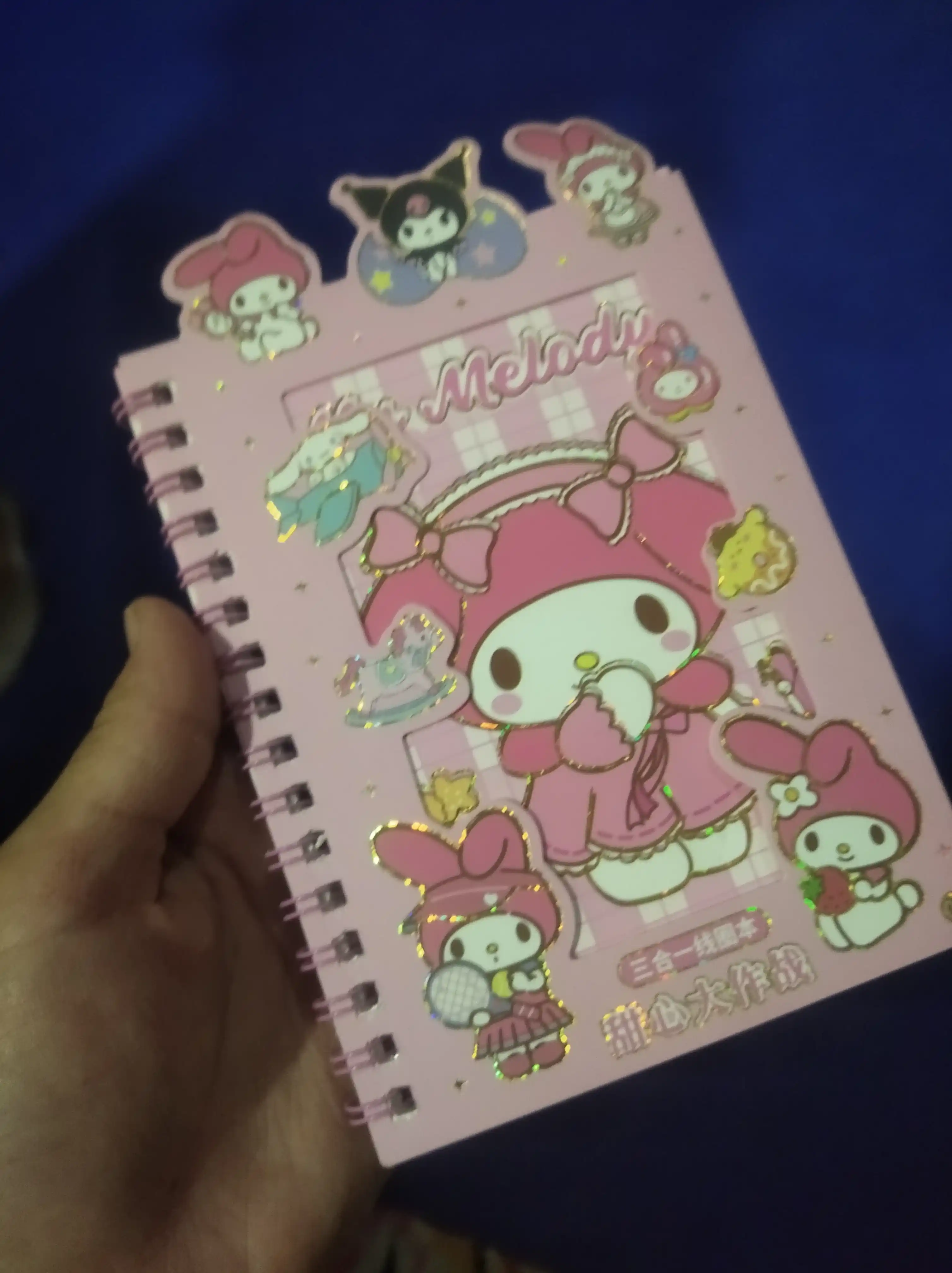 Bloknot stiker bilan Kuromi Sanrio, stiker kitobi, o'lchami 16 * 12 sm
