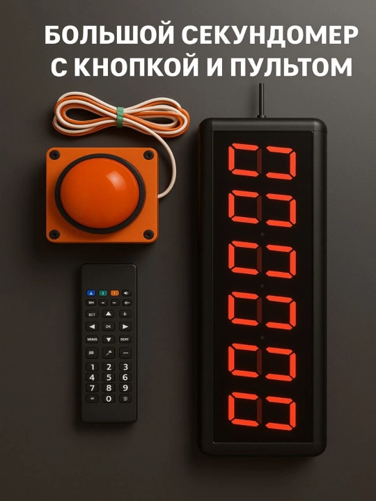Секундомер с большой проводной/беспроводной кнопкой и пультом