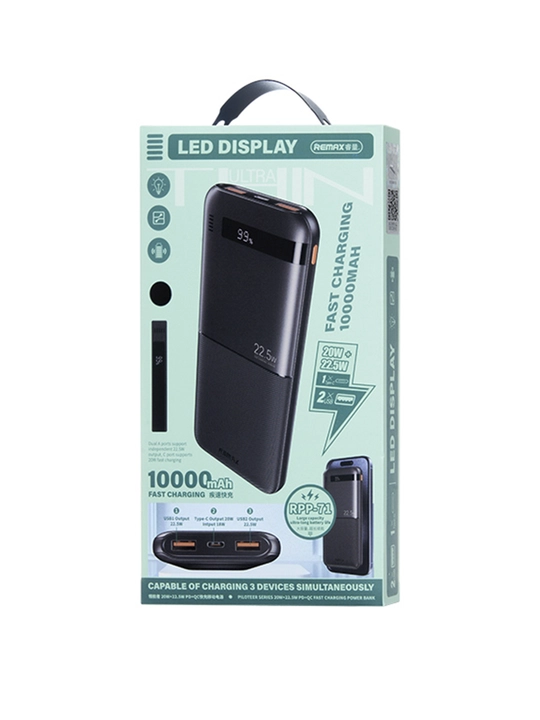 REMAX Power Bank tashqi batareyasi 22,5 W tez zaryadlash, 10000 dan 50000 mA/h, Type-C
