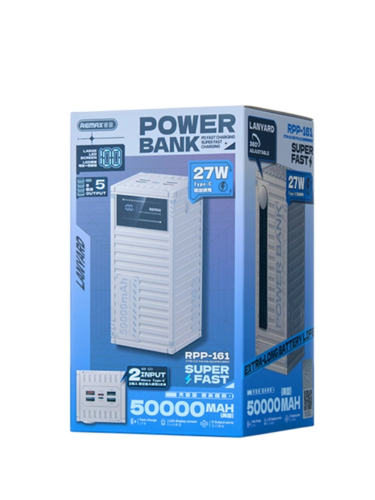 REMAX Power Bank tashqi batareyasi 22,5 W tez zaryadlash, 10000 dan 50000 mA/h, Type-C