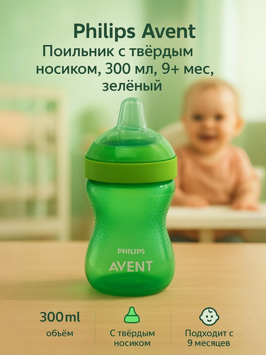 Philips Avent qattiq tumshuqli poilnik, SCF804/03, 300 ml, 9+ oy, ko‘k/binafsha - 