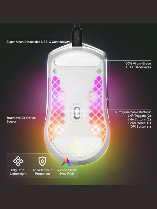 SteelSeries Aerox 3 проводная ультралёгкая 59 г сверхбыстрая игровая мышь