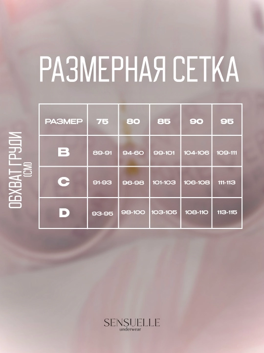 Ayollar uchun to`rli ichki kiyimlar to‘plami byustgalter va trusik, Anjelika, chashka C
