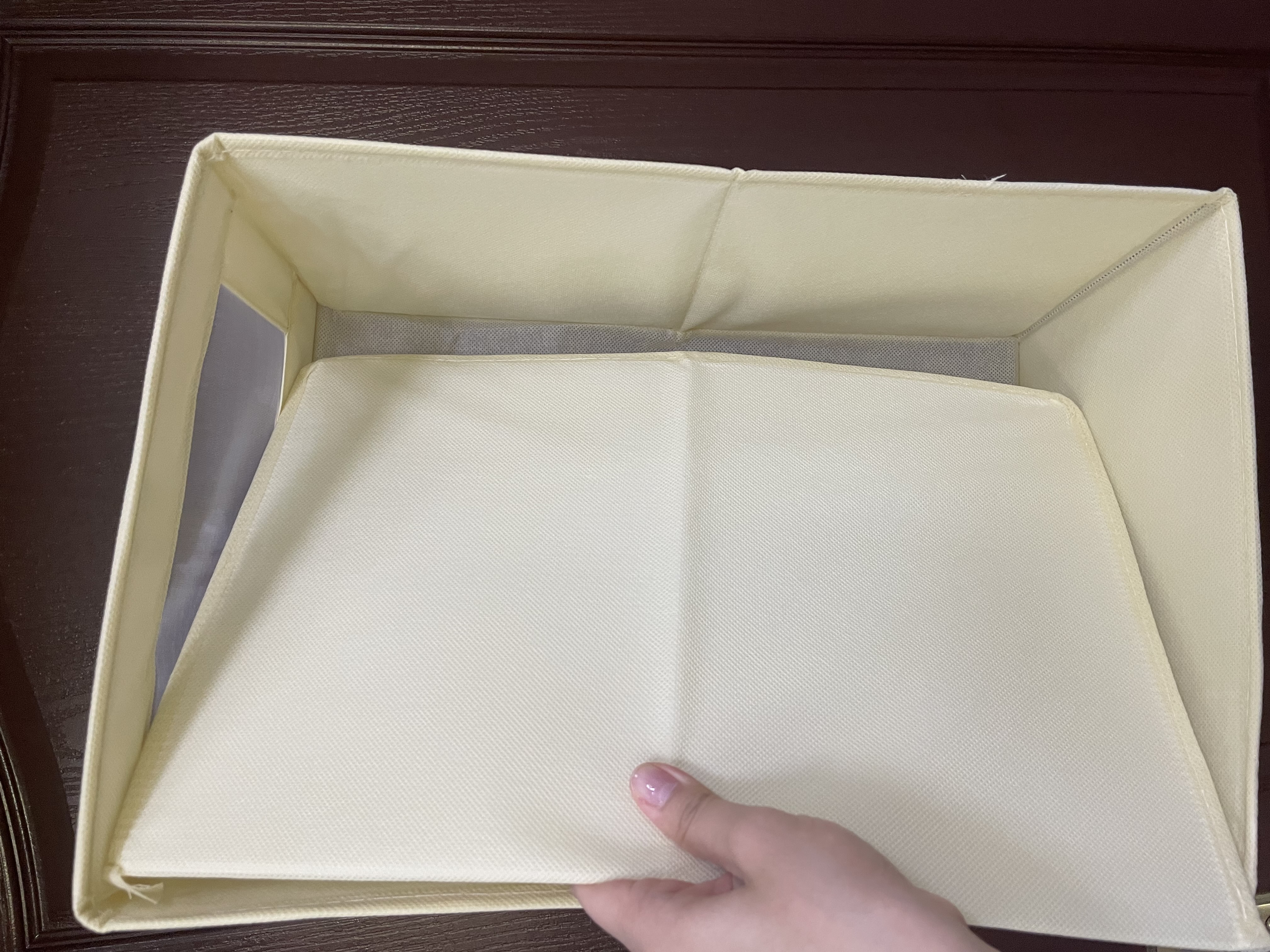 Корзина органайзер для хранения вещей, короб с окошком, складной 40x27x17 см, 1 шт